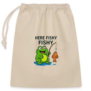 Friendly Fish Monkey and Frog - Closable cotton gift bag (25x30cm) - nature - Front
