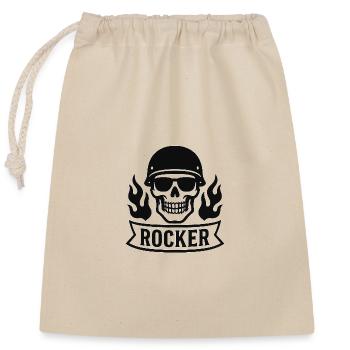 Flammes Crâne Rocker - Sac cadeau en coton avec cordon (25 x 30 cm) - nature - Devant
