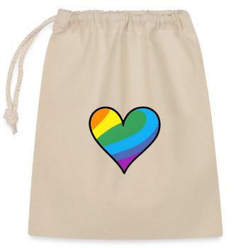 Regenbogenherz Pride Print - Verschließbarer Geschenkbeutel aus Baumwolle (25x30cm) - Natur - Vorne