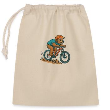 Downhill Bear on Bike – Sauvage et aventureux - Sac cadeau en coton avec cordon (25 x 30 cm) - nature - Devant