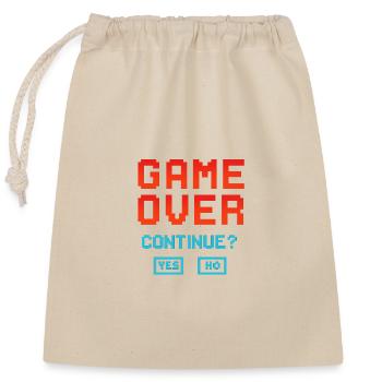 Game Over, continuer ? - Sac cadeau en coton avec cordon (25 x 30 cm) - nature - Devant