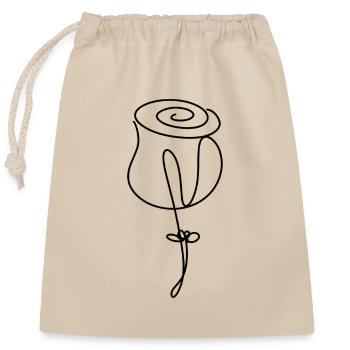 Fleur de rose minimaliste dessinée à la main - Sac cadeau en coton avec cordon (25 x 30 cm) - nature - Devant