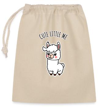 Look at me! I'm a cute little llama! - Closable cotton gift bag (25x30cm) - nature - Front