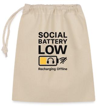 Social Battery Low – Recharging Offline - Verschließbarer Geschenkbeutel aus Baumwolle (25x30cm) - Natur - Vorne