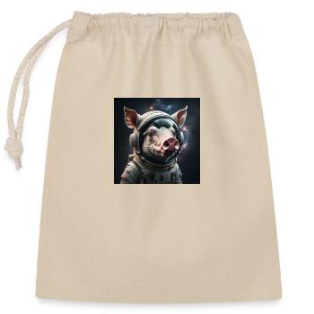 Space Pig - Verschließbarer Geschenkbeutel aus Baumwolle (25x30cm) - Natur - Vorne