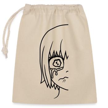 Le visage de la fille à moitié triste - Sac cadeau en coton avec cordon (25 x 30 cm) - nature - Devant