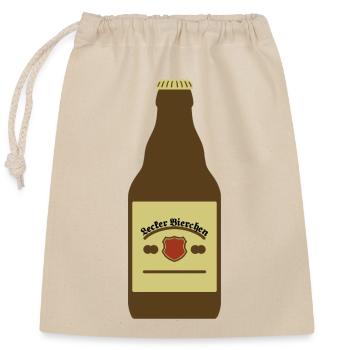 Lecker Bierchen - Verschließbarer Geschenkbeutel aus Baumwolle (25x30cm) - Natur - Vorne