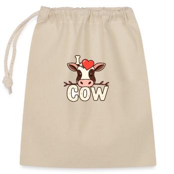 I ❤️ Cow – Un design de vache mignon pour les amoureux des animaux - Sac cadeau en coton avec cordon (25 x 30 cm) - nature - Devant