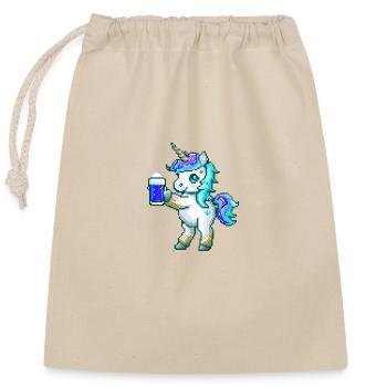 Unicorn Beer Party Funny - Closable cotton gift bag (25x30cm) - nature - Front