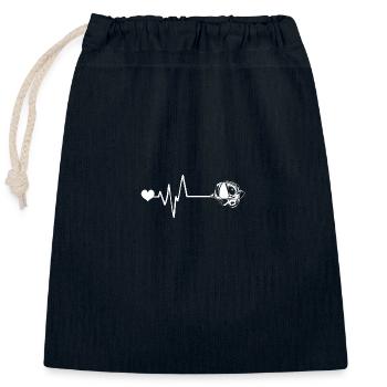 Firefighter Helmet Pulse Heartbeat - Closable cotton gift bag (25x30cm) - navy - Front