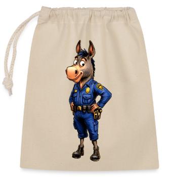 Police Donkey - Closable cotton gift bag (25x30cm) - nature - Front