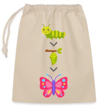 Transformation de chenille en papillon - Sac cadeau en coton avec cordon (25 x 30 cm) - nature - Devant