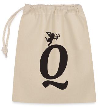 Q - Closable cotton gift bag (25x30cm) - nature - Front