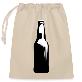 Simply Beer | Silhouette of a beer bottle - Closable cotton gift bag (25x30cm) - nature - Front