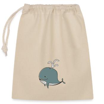 Whale. - Closable cotton gift bag (25x30cm) - nature - Front