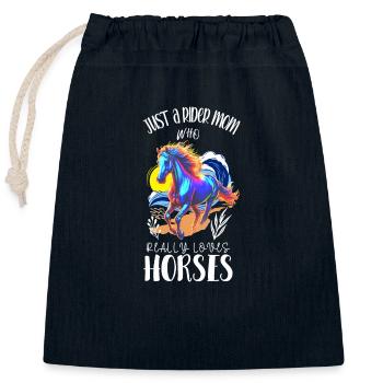 "Riding Mom T-Shirt - Equine Love" - Verschließbarer Geschenkbeutel aus Baumwolle (25x30cm) - Navy - Vorne
