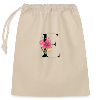 Elégante lettre 'E' avec des fleurs - Sac cadeau en coton avec cordon (25 x 30 cm) - nature - Devant