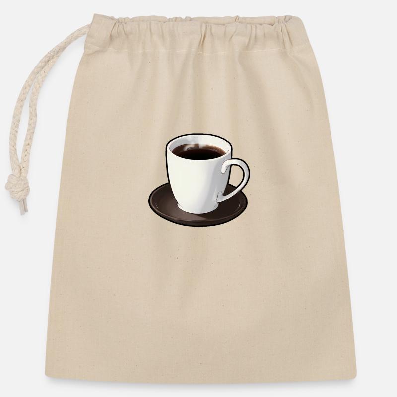 cup of coffee - Closable cotton gift bag (25x30cm) - nature