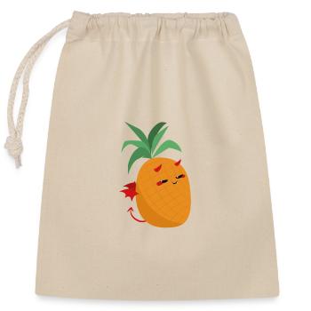 Cute Devil Pineapple - Little Fruity Demon - Closable cotton gift bag (25x30cm) - nature - Front