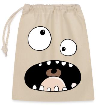 Funny cartoon monster face - Closable cotton gift bag (25x30cm) - nature - Front