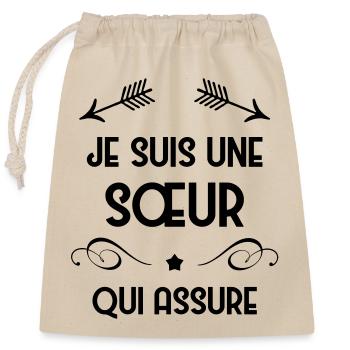 Soeur Sœur Naissance Bébé Soeurette Famille - Closable cotton gift bag (25x30cm) - nature - Front