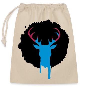 Patch de cerf graffiti - Sac cadeau en coton avec cordon (25 x 30 cm) - nature - Devant