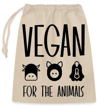 VEGAN FOR THE ANIMALS - Closable cotton gift bag (25x30cm) - nature - Front