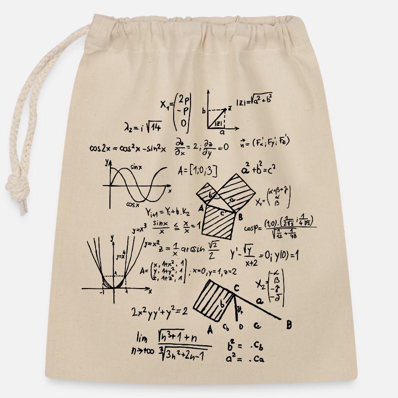 Mathématiques Mathématiques Mathématiciens Formules mathématiques - Sac cadeau en coton avec cordon (25 x 30 cm) - nature