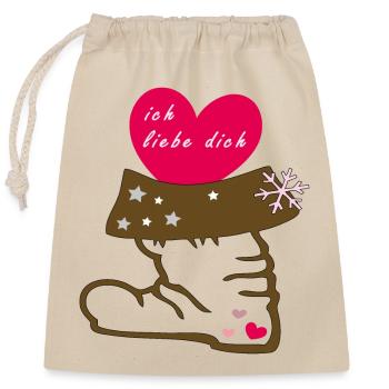 Santa Claus Boots - Closable cotton gift bag (25x30cm) - nature - Front