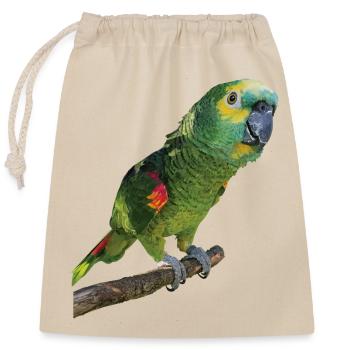 The blue-fronted amazon - Closable cotton gift bag (25x30cm) - nature - Front