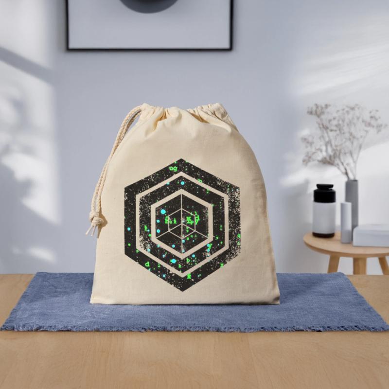 Codage géométrique du programmeur de programmation hexagonale Sac cadeau en coton avec cordon (25 x 30 cm)