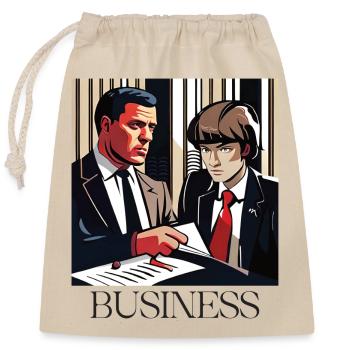 BUSINESS - Verschließbarer Geschenkbeutel aus Baumwolle (25x30cm) - Natur - Vorne