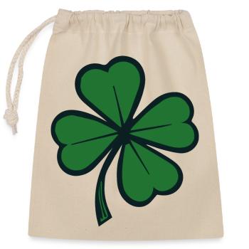 Lucky Four-Leaf Clover - Closable cotton gift bag (25x30cm) - nature - Front