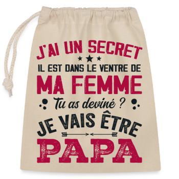 I Have A Secret Daddy Cute Child Pregnancy Man - Closable cotton gift bag (25x30cm) - nature - Front