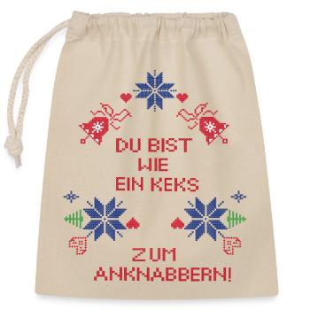 Advent, gingerbread - Closable cotton gift bag (25x30cm) - nature - Front