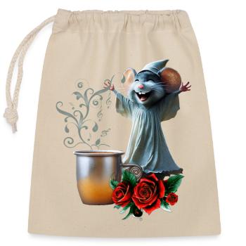 Mouse in Nightgown: The Night of Crazy Melodies. - Closable cotton gift bag (25x30cm) - nature - Front