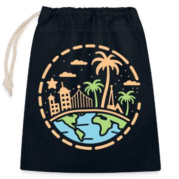 Travel Humor Vacation - Closable cotton gift bag (25x30cm) - navy - Front