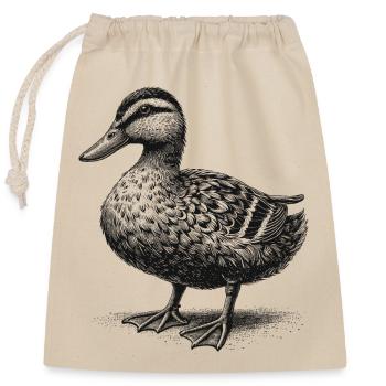 Ente - Verschließbarer Geschenkbeutel aus Baumwolle (25x30cm) - Natur - Vorne