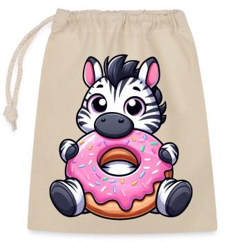 Süßes Zebra Donut Dessert Nascherei Lecker - Verschließbarer Geschenkbeutel aus Baumwolle (25x30cm) - Natur - Vorne