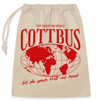 Cottbus Heimat Fußball Geschenk - Verschließbarer Geschenkbeutel aus Baumwolle (25x30cm) - Natur - Vorne