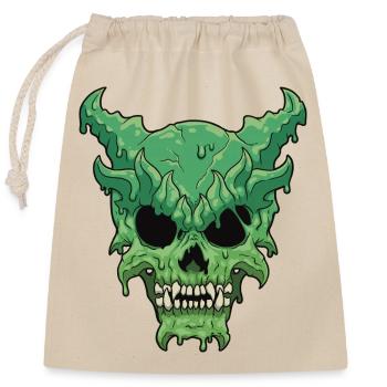 Crâne démon vert dégoulinant - Sac cadeau en coton avec cordon (25 x 30 cm) - nature - Devant