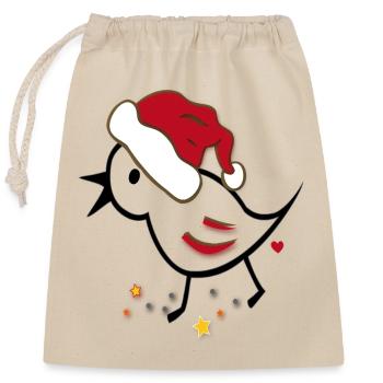 Noël - Sac cadeau en coton avec cordon (25 x 30 cm) - nature - Devant