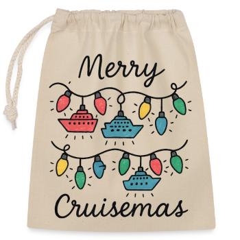 Merry Cruise Mas Funny Christmas Cruise - Closable cotton gift bag (25x30cm) - nature - Front