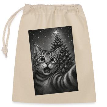 Katzenaugen Weihnachtstraum - Verschließbarer Geschenkbeutel aus Baumwolle (25x30cm) - Natur - Vorne