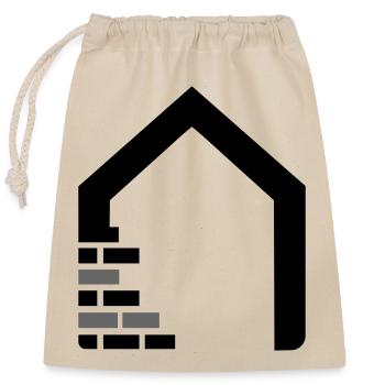 Maurer Logo mit Haus & Ziegelsteinen - Verschließbarer Geschenkbeutel aus Baumwolle (25x30cm) - Natur - Vorne