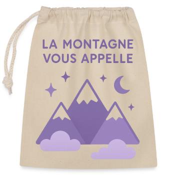 La montagne vous appelle ! Ski / Alpinisme - Sac cadeau en coton avec cordon (25 x 30 cm) - nature - Devant