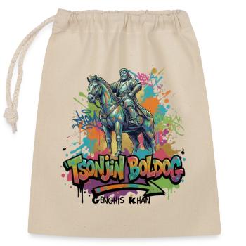 Genghis Khan – Rider of the Endless Steppe Wind - Closable cotton gift bag (25x30cm) - nature - Front
