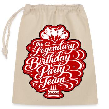 Geburtstag Party Team Spruch - Verschließbarer Geschenkbeutel aus Baumwolle (25x30cm) - Natur - Vorne