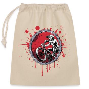 BMX Sprung durch eine Kette - Verschließbarer Geschenkbeutel aus Baumwolle (25x30cm) - Natur - Vorne