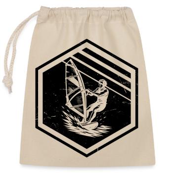 Funny Windsurf Motif - Closable cotton gift bag (25x30cm) - nature - Front